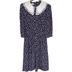 Vintage 80s Act II New York Floral Collared Cottagecore Prairie Maxi Dress